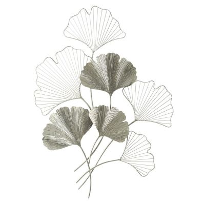 Kendra Home - 3D Metal Decoration Leaf 47, Silver, 62x4x86 cm