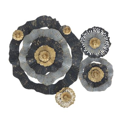 Kendra Home - Decorazione in Metallo 3D Fiori 4, Multicolore, 100x8x80 cm