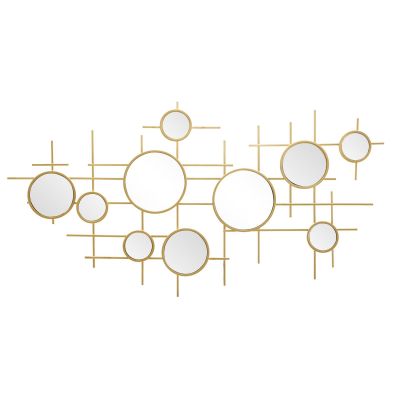 Kendra Home - Specchio con Cornice Cerchi 27, Oro, 117x4,5x61 cm