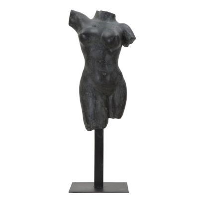 Kendra Home - Scultura Donna 2, Nero, 19x17x50 cm