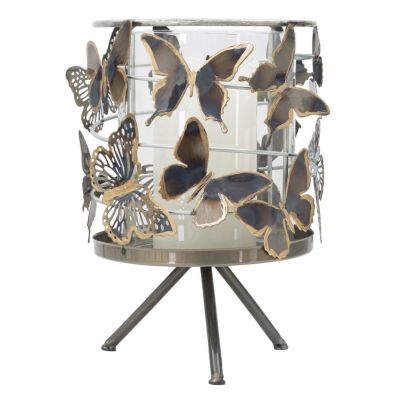 Kendra Home - Portacandela Farfalla 20, Multicolore, 15x15x23,5 cm