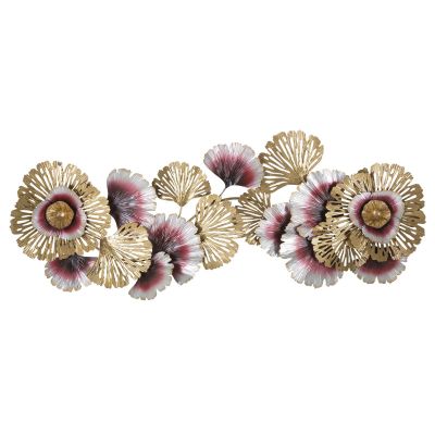 Kendra Home - Decorazione in Metallo 3D Fiori 15, Multicolore, 130x5,5x54 cm