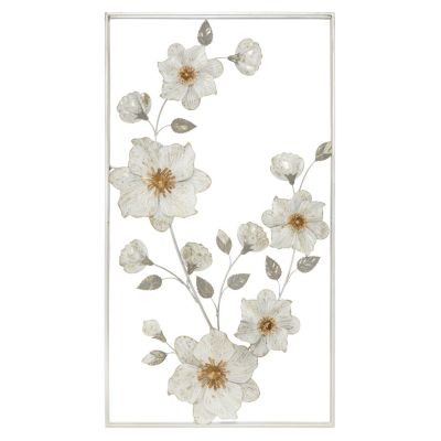Kendra Home - Decorazione in Metallo 3D Fiori 23, Multicolore, 50x5,5x90,5 cm