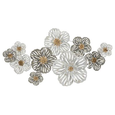Kendra Home - Decorazione in Metallo 3D Fiori 7, Multicolore, 140x10x74,5 cm