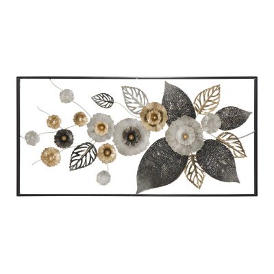 Kendra Home - Decorazione in Metallo 3D Fiori 5, Multicolore, 120x7x59 cm