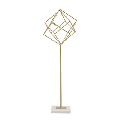 Kendra Home - Scultura Cubi 1, Oro, 16x18x52,5 cm
