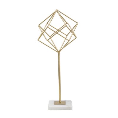 Kendra Home - Scultura Cubi 2, Oro, 16x18x41,5 cm