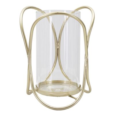 Kendra Home - Portacandela VKH350, Oro, 16x16x21,5 cm