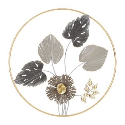 Kendra Home - Decorazione in Metallo 3D Fiori 29, Multicolore, 65,4x4,4x65,4 cm