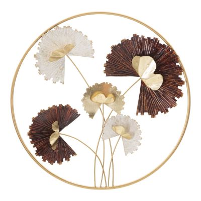 Kendra Home - Decorazione in Metallo 3D Fiori 31, Multicolore, 61x5,7x61 cm