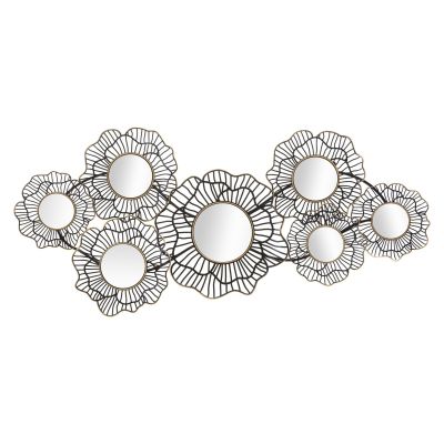 Kendra Home - Decorazione in Metallo 3D Cerchi 3, Nero, 121x5x56 cm