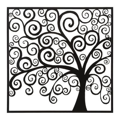 Kendra Home - Decorazione in Metallo Albero 1, Nero, 100x1x100 cm