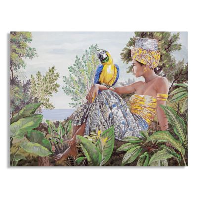 Kendra Home - Stampa su Tela Tropicale 1, Multicolore, 120x3x90 cm