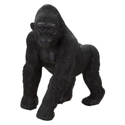 Kendra Home - Scultura Gorilla 2, Nero, 35x21,5x37,5 cm