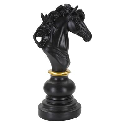 Kendra Home - Scultura Scacchi 12, Nero, 14x11x27 cm