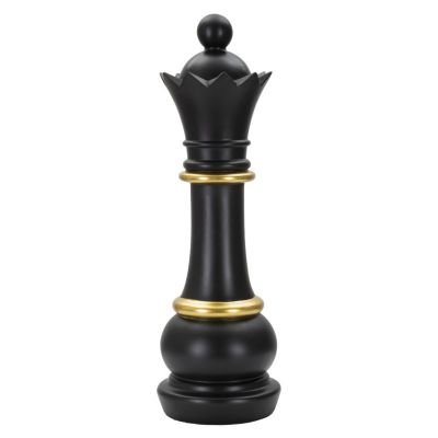 Kendra Home - Scultura Scacchi 3, Nero, 15x15x50 cm