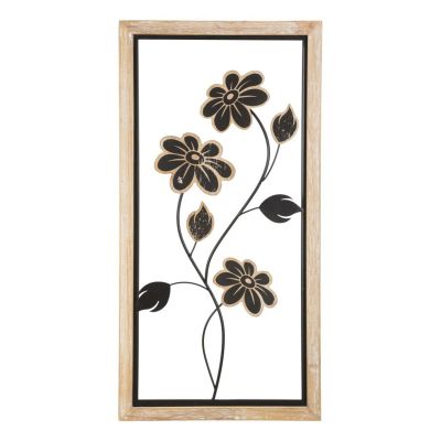 Kendra Home - Decorazione in Metallo 3D Fiori 45, Marrone, 30x2,5x60 cm