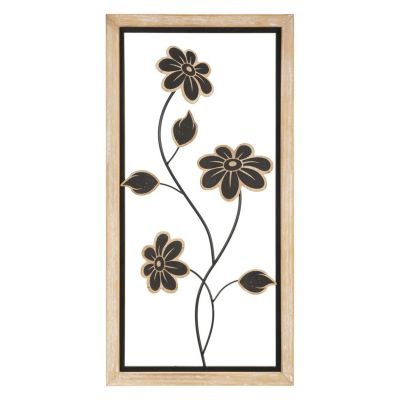 Kendra Home - Decorazione in Metallo 3D Fiori 46, Marrone, 30x2,5x60 cm
