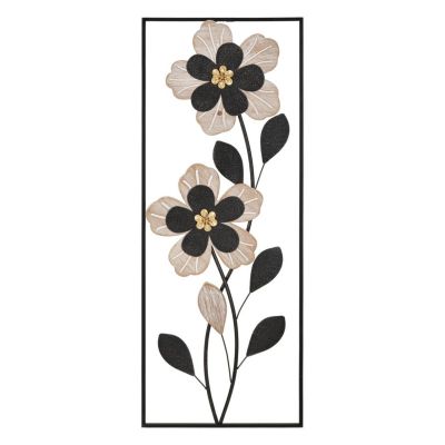 Kendra Home - Decorazione in Metallo 3D Fiori 50, Nero, 27x2,5x70 cm