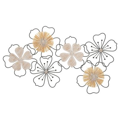 Kendra Home - Decorazione in Metallo 3D Fiori 53, Marrone, 75x3,5x42 cm