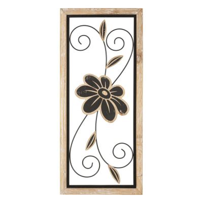Kendra Home - Decorazione in Metallo 3D Fiori 47, Marrone, 26x2,5x60 cm