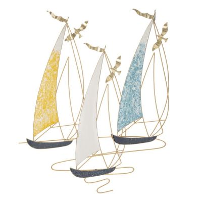 Kendra Home - Decorazione in Metallo 3D Barche 3, Multicolore, 78,7x3,8x97,8 cm