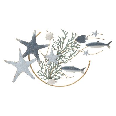 Kendra Home - Decorazione in Metallo 3D Sea, Multicolore, 95,3x5x50,2 cm