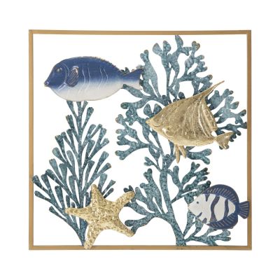 Kendra Home - Decorazione in Metallo 3D Mare 1, Multicolore, 50,2x3,8x50,2 cm