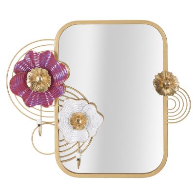 Kendra Home - Specchio con Cornice Fiori 57, Multicolore, 75x9,5x64,1 cm