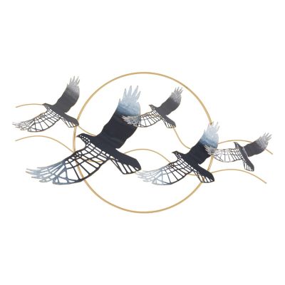 Kendra Home - Decorazione in Metallo 3D Uccelli 1, Multicolore, 91x7x50 cm