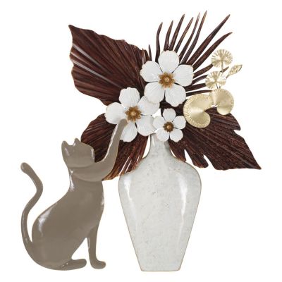 Kendra Home - Decorazione in Metallo 3D Gatti 3, Multicolore, 54,6x8,9x59,7 cm