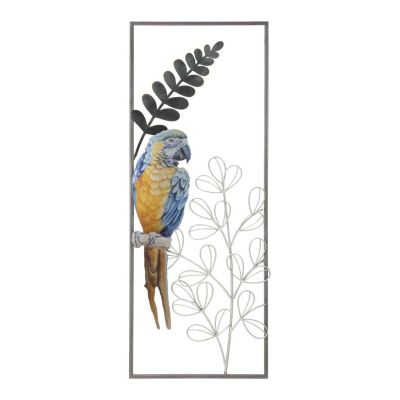 Kendra Home - 3D Metal Decoration Parrot, Multicolor, 28,6x2,5x74,3 cm
