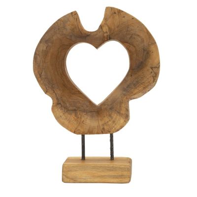 Kendra Home - Scultura Cuore 7, Marrone, 28x10x38 cm