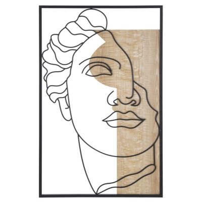 Kendra Home - Decorazione in Metallo e Legno Viso 7, Multicolore, 50x2x80 cm