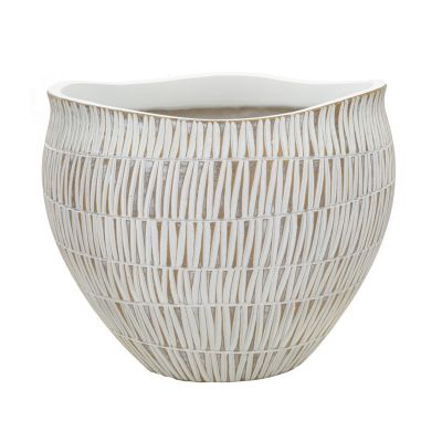 Kendra Home - Vaso Decorativo VKH669, Bianco, 30,5x30,5x24,5 cm