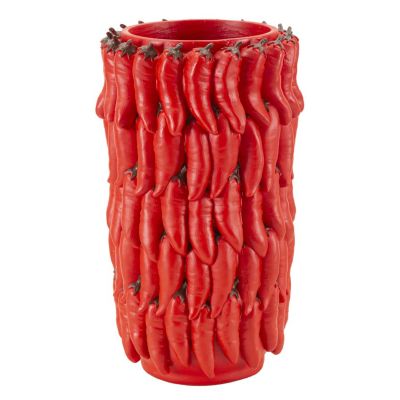 Kendra Home - Vaso Decorativo Peperoncini, Rosso, 20x20x34 cm