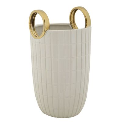 Kendra Home - Vaso Decorativo VKH648, Bianco, 18x18x25 cm