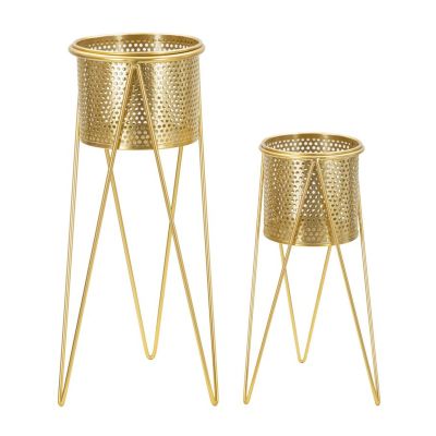 Kendra Home - Set di 2 Vasi per Piante VKH404, Oro, 21x20x46 cm