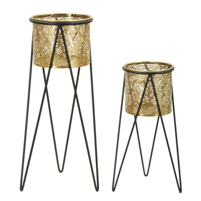 Kendra Home - 2 pcs Plant Pots Set VKH406, Gold, 21x20x46 cm