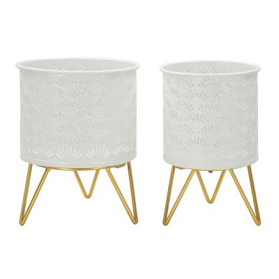 Kendra Home - 2 pcs Plant Pots Set VKH412, Gold, 16x16x20 cm