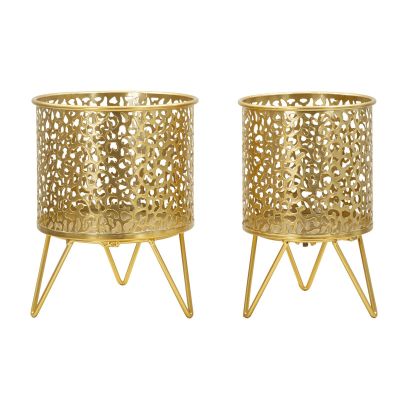 Kendra Home - Set di 2 Vasi per Piante VKH415, Oro, 16x16x20 cm
