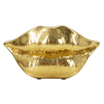 Kendra Home - Vaso Decorativo Bocca, Oro, 23x8x12 cm