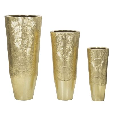 Kendra Home - Set di 3 Vasi Decorativi VKH418, Oro, 50,8x50,8x114,9 cm