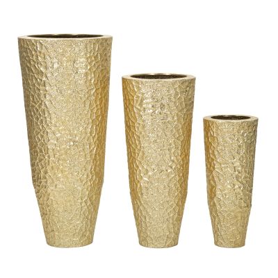 Kendra Home - Set di 3 Vasi Decorativi VKH419, Oro, 50,8x50,8x114,9 cm