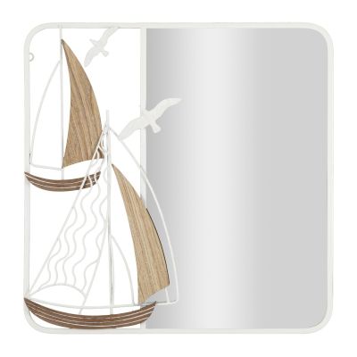 Kendra Home - Specchio con Cornice VKH498, Bianco, 60x4,4x60 cm