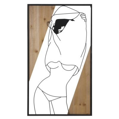 Kendra Home - Decorazione in Metallo e Legno Corpi 9, Marrone, 50x2x90 cm