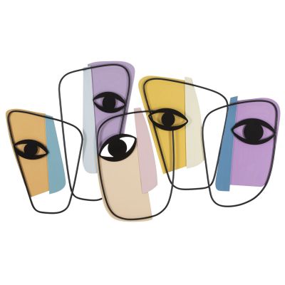 Kendra Home - Decorazione in Metallo 3D Occhi, Multicolore, 120x2x72 cm