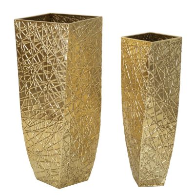 Kendra Home - Set di 2 Vasi Decorativi VKH389, Oro, 34x34x90 cm