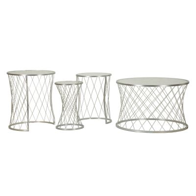 Kendra Home - Set Tavolini VKH571, Argento, 70x70x45 cm