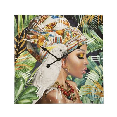 Kendra Home - Orologio da Parete Africa 2, Multicolore, 60x4,5x60 cm